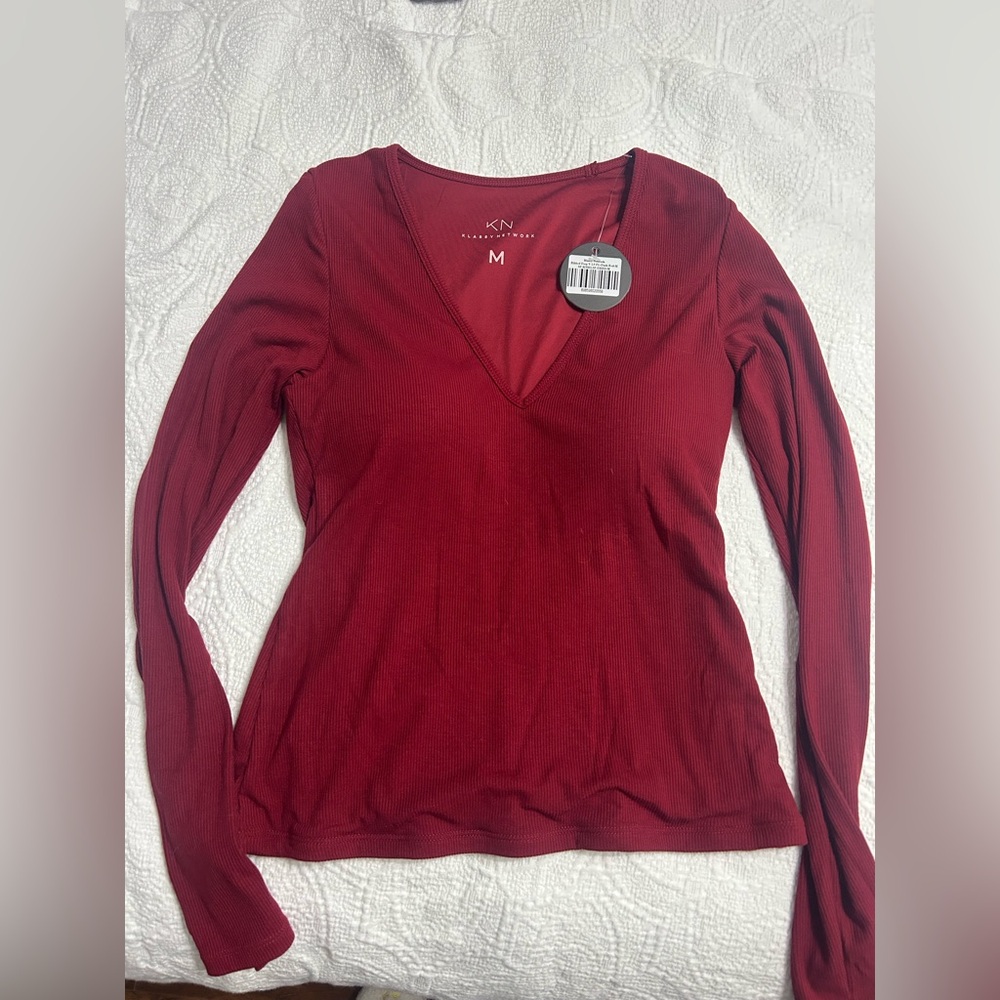 Burgundy long sleeve Klassy Network top
